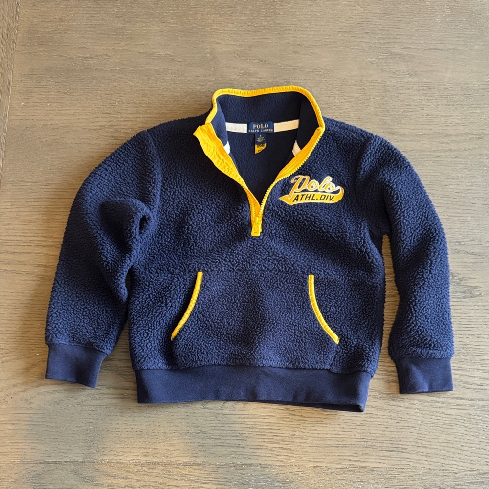 Polo by Ralph Lauren Kids Blue and Yellow Quarter-Zip Fleece